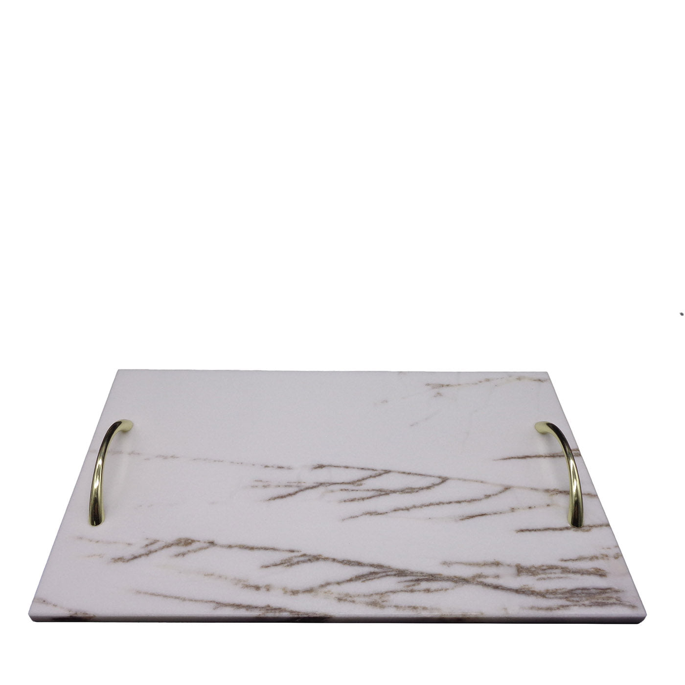 Large Rectangular White Tiger Tray with Golden Handles - Main view