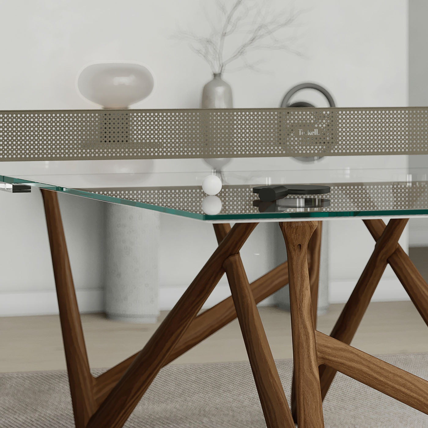 Effetto 71 Walnut And Glass Top Table Tennis And Dining Table - Alternative view 4