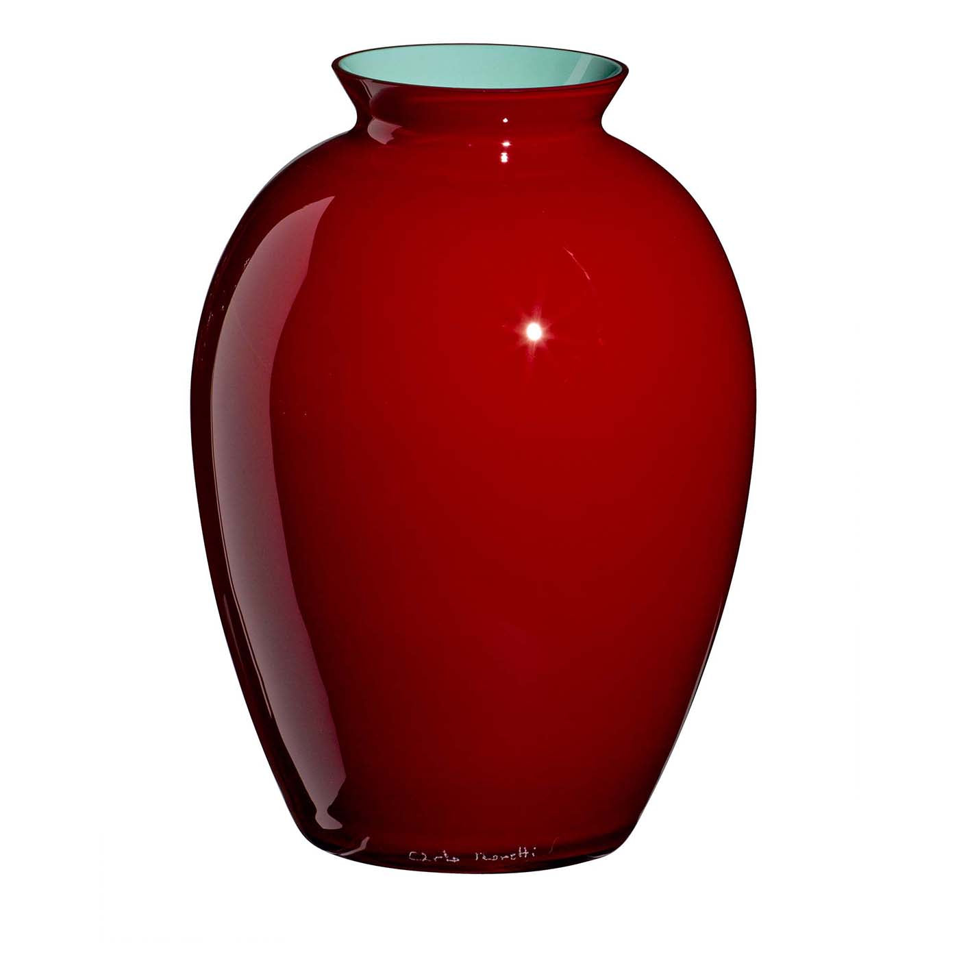 Vase moyen rouge et turquoise Lopas de Carlo Moretti - Vue principale
