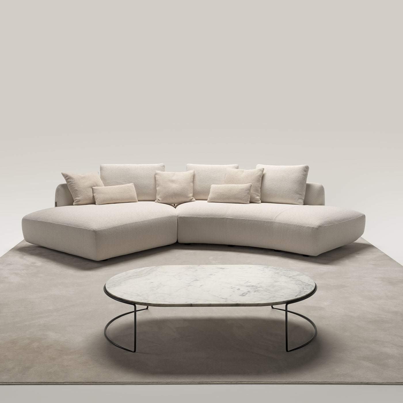 Naxos White Fabric L-Shape Sofa - Alternative view 3