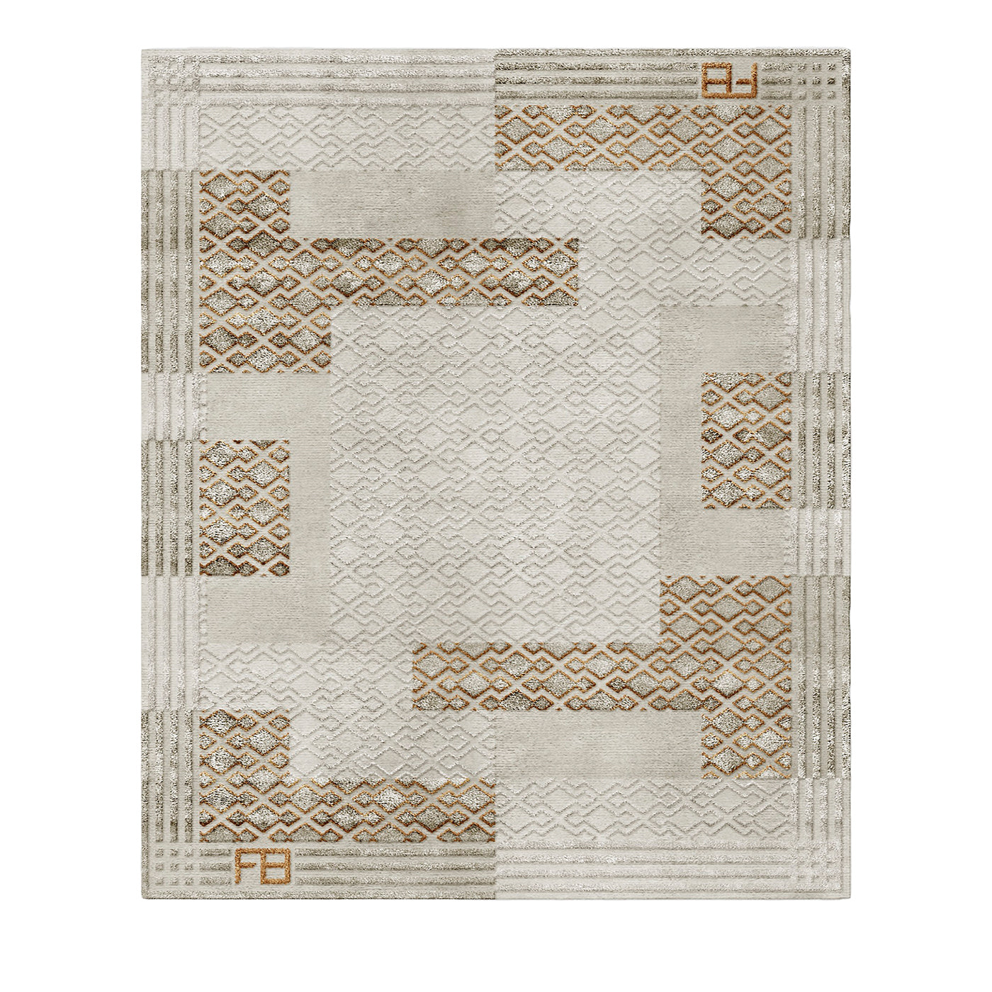 Deco' Art Deco-Inspired Rug in Gray and Brown Tones - Main view