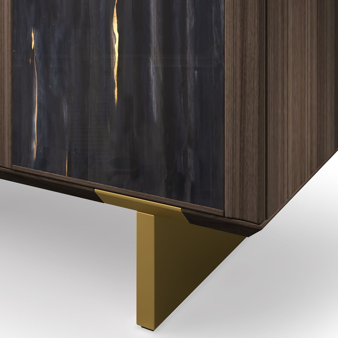 Solferino Canaletto walnut burnished black art glass doors sideboard - Alternative view 3