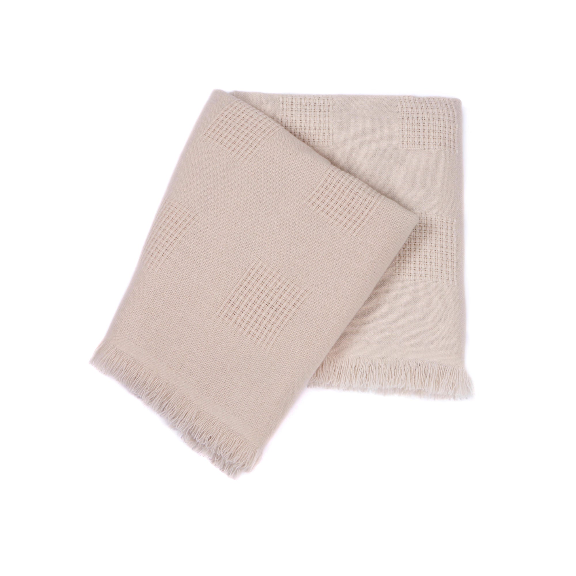 Farnese Light Powder 100% Cashmere Single Plaid with short fringes - Main view