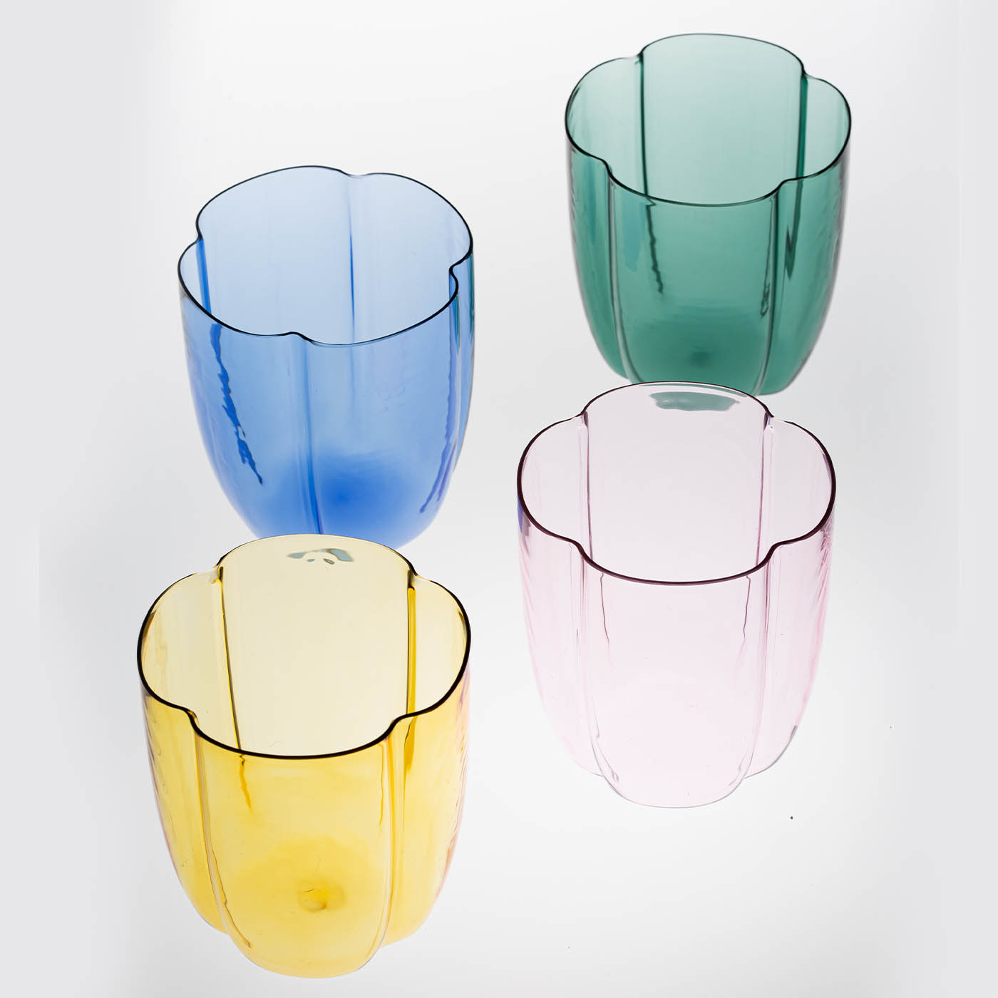 Set Of 4 Light Blue Petal Water Glasses - Alternative view 1