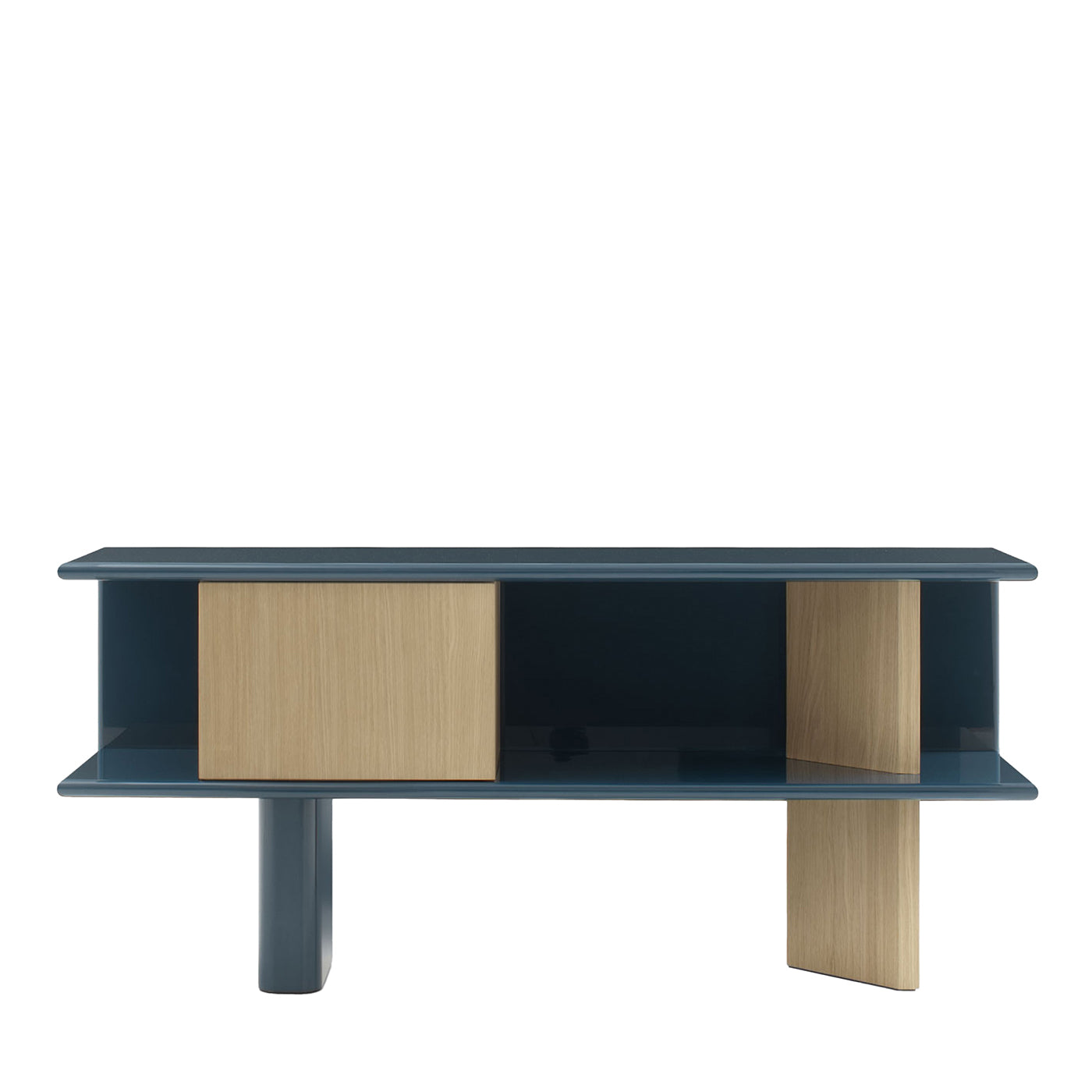 Living Oak Wood Glossy Blue Medium Sideboard - Vue principale