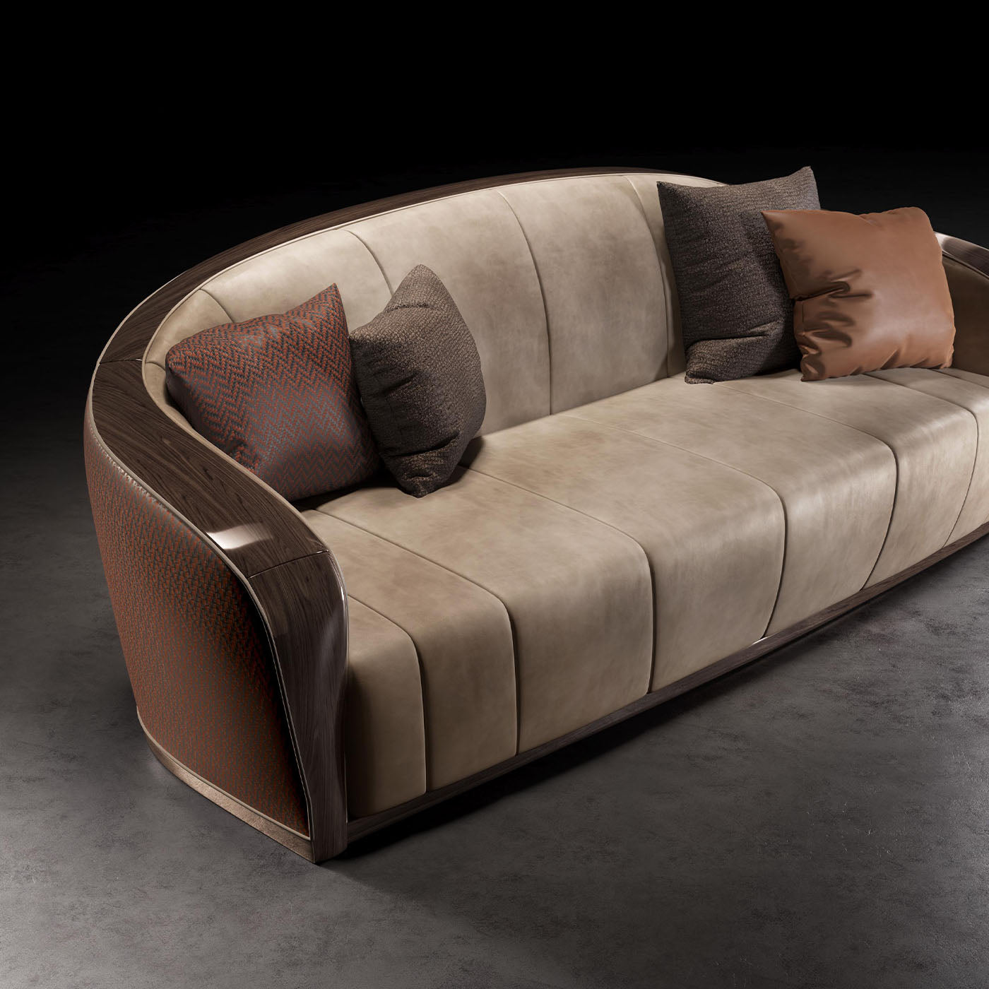  Castagno Channeled Brown-Leather Sofa - Alternative view 2