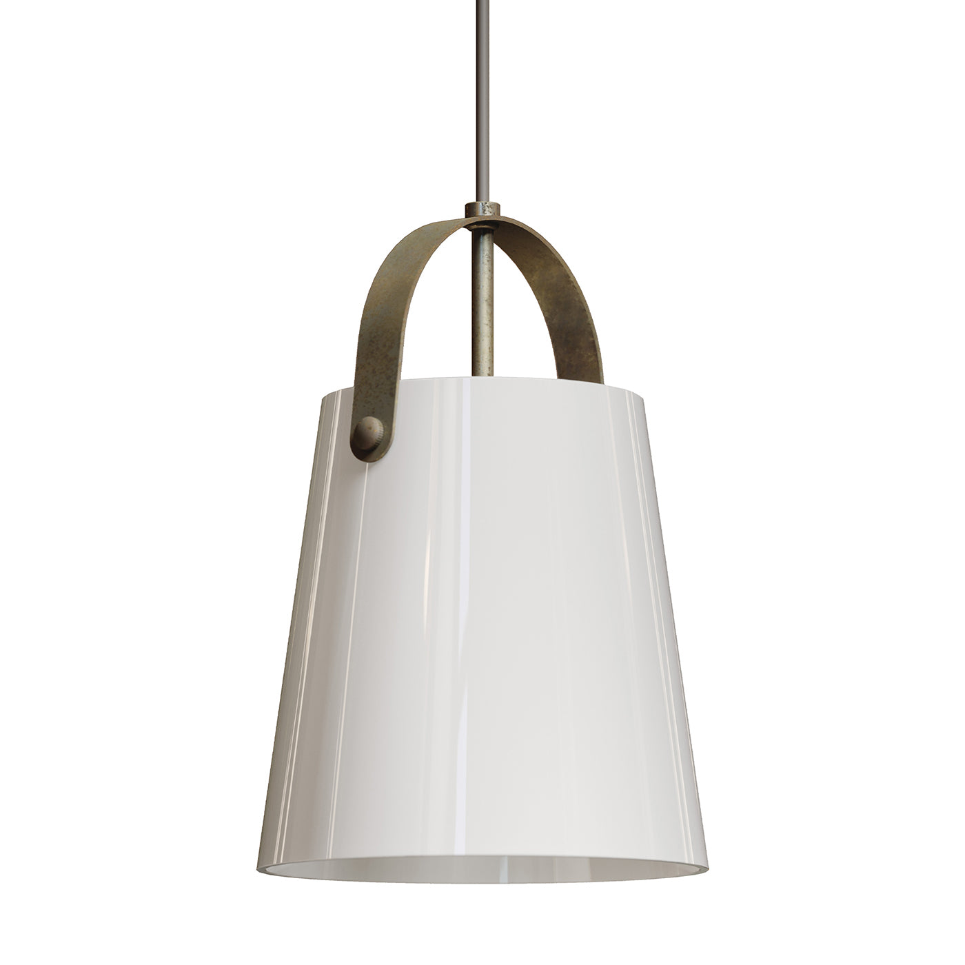 Bell Brass & White Glass Single Pendant Lamp - Main view