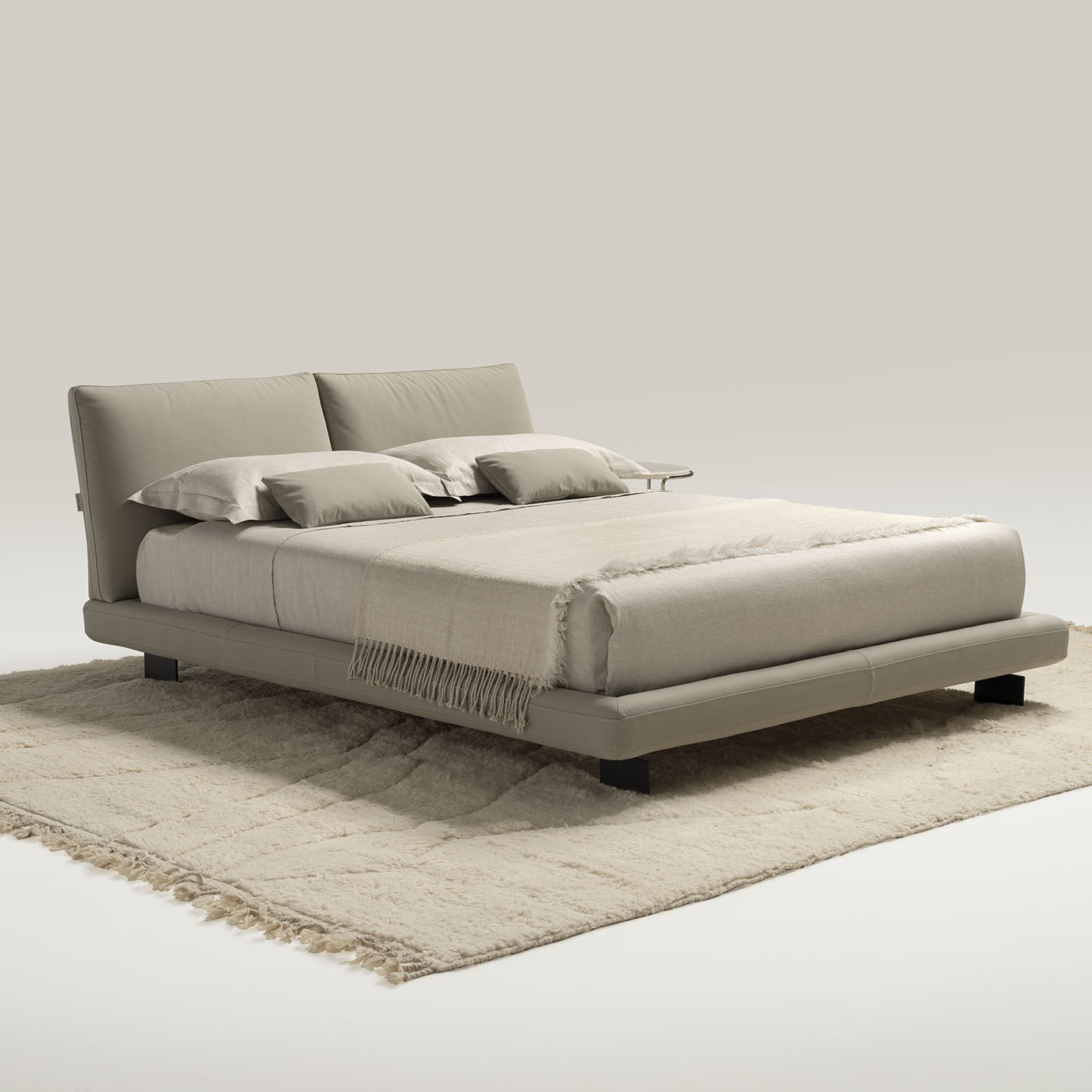 Beverly Beige Leather Bed - Alternative view 1