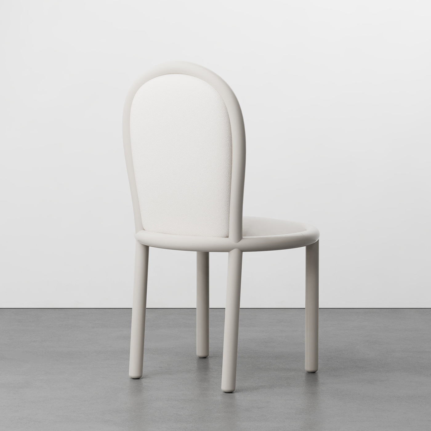 Masa Soul White Leather And Glossy Tortora Wood Dining Chair - Vista alternativa 3