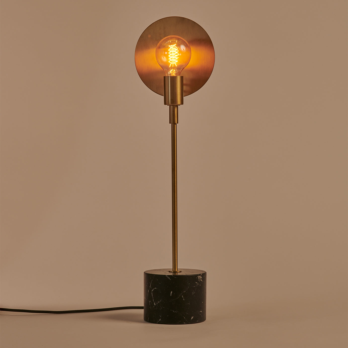 Essential Vanessa Satin Brass and Black Marquina Marble Table Lamp - Alternative view 1