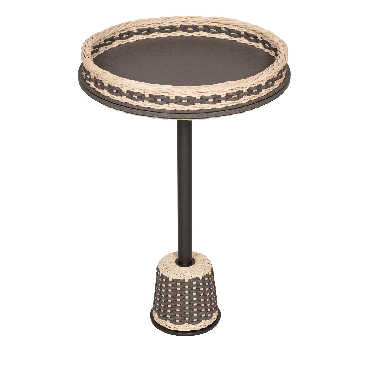 Matisse Leather & Rattan Side Table - Large - Main view
