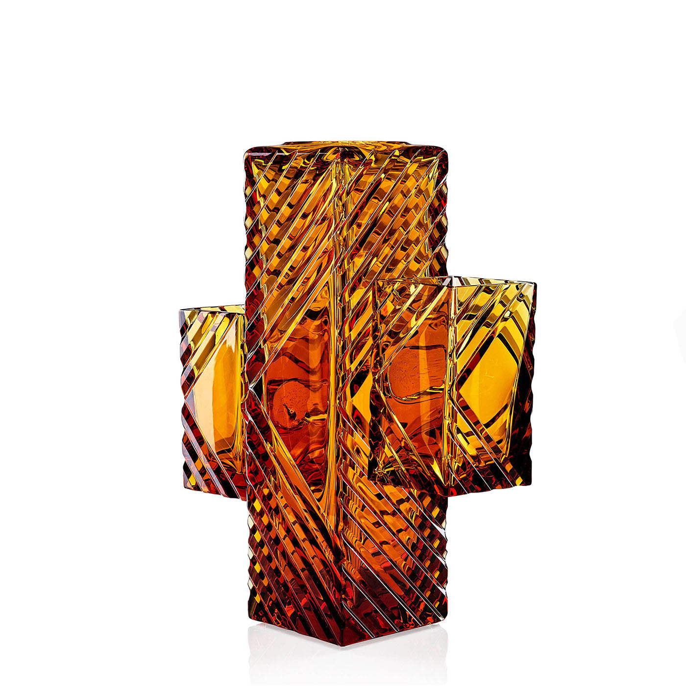 Cactus Large Amber Crystal Decorative Vase - Alternative view 1