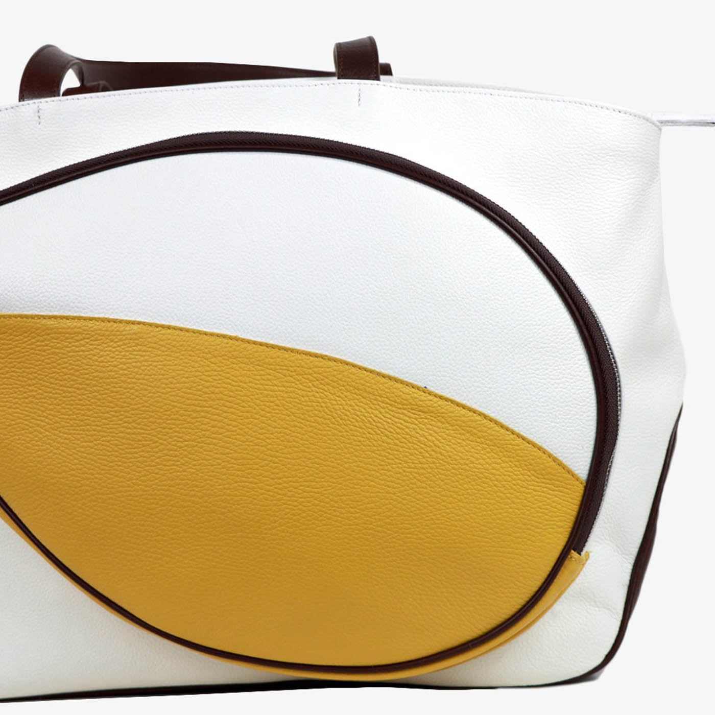 Bolsa de deporte blanca/amarilla/marrón con bolsillo en forma de raqueta de tenis - Vista alternativa 3