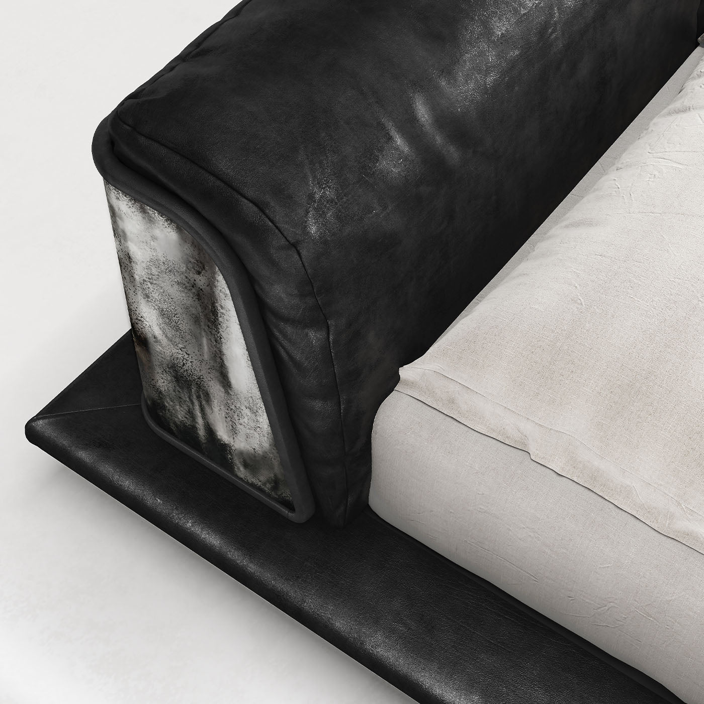 Saint Germain Timeless Leather And Raw Silver Metal Frame Bed - Alternative view 1