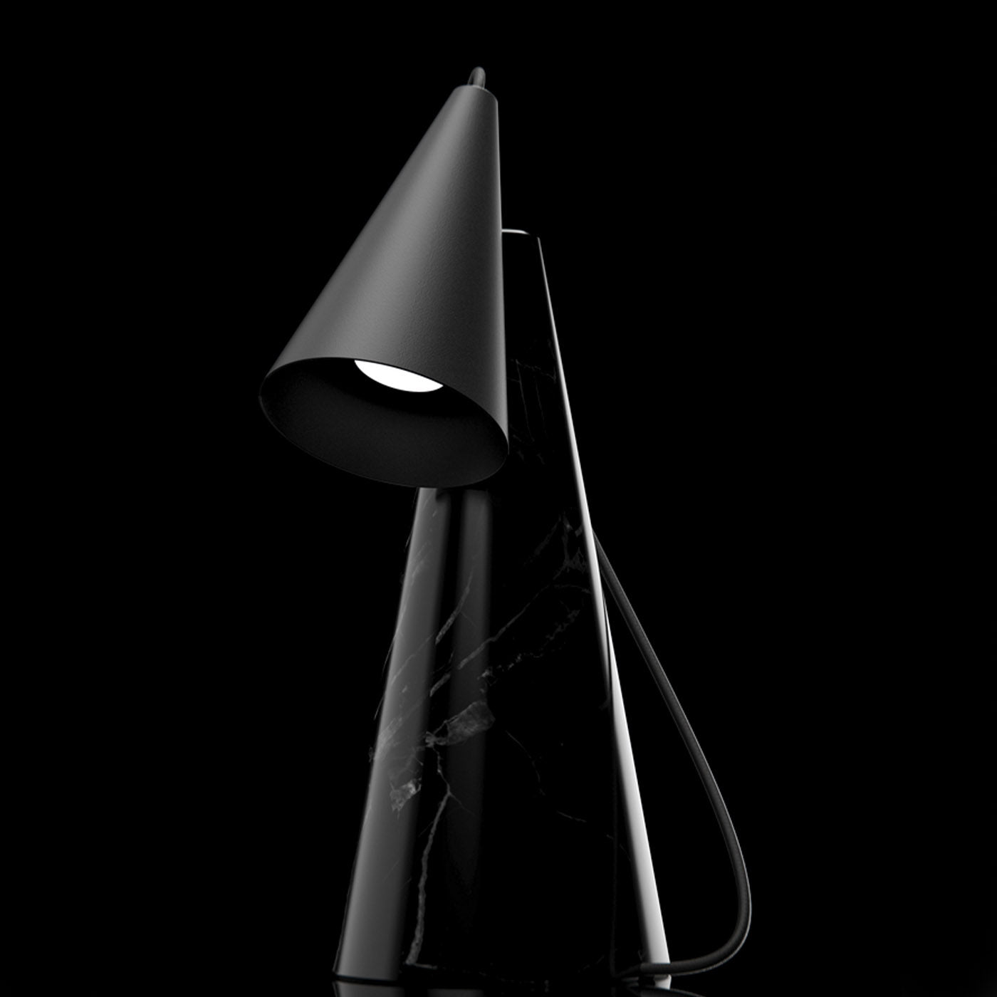 ED038 Lampe de table en pierre noire et noir - Vue alternative 2