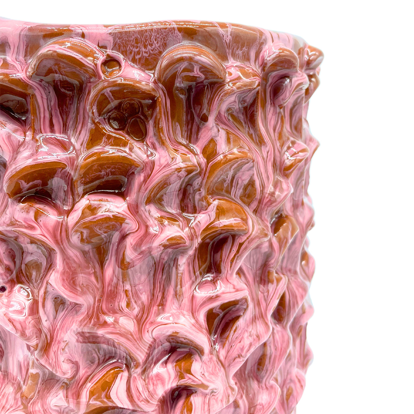 Vaso Medio in Ceramica Onda Rosa Nebbia e Cristallo - Vista alternativa 1