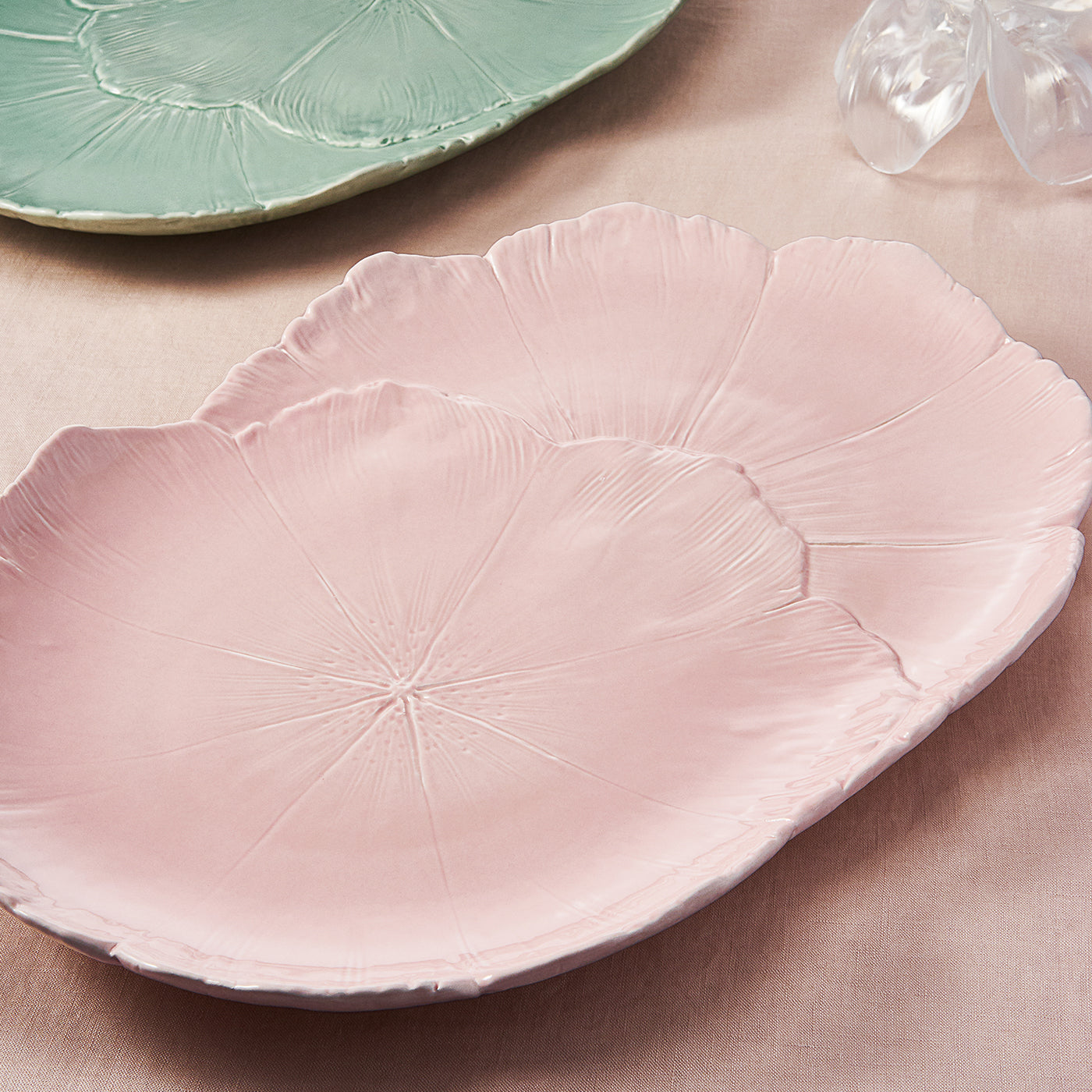 Plato ovalado de cerámica fina rosa cerezo en flor  - Vista alternativa 1