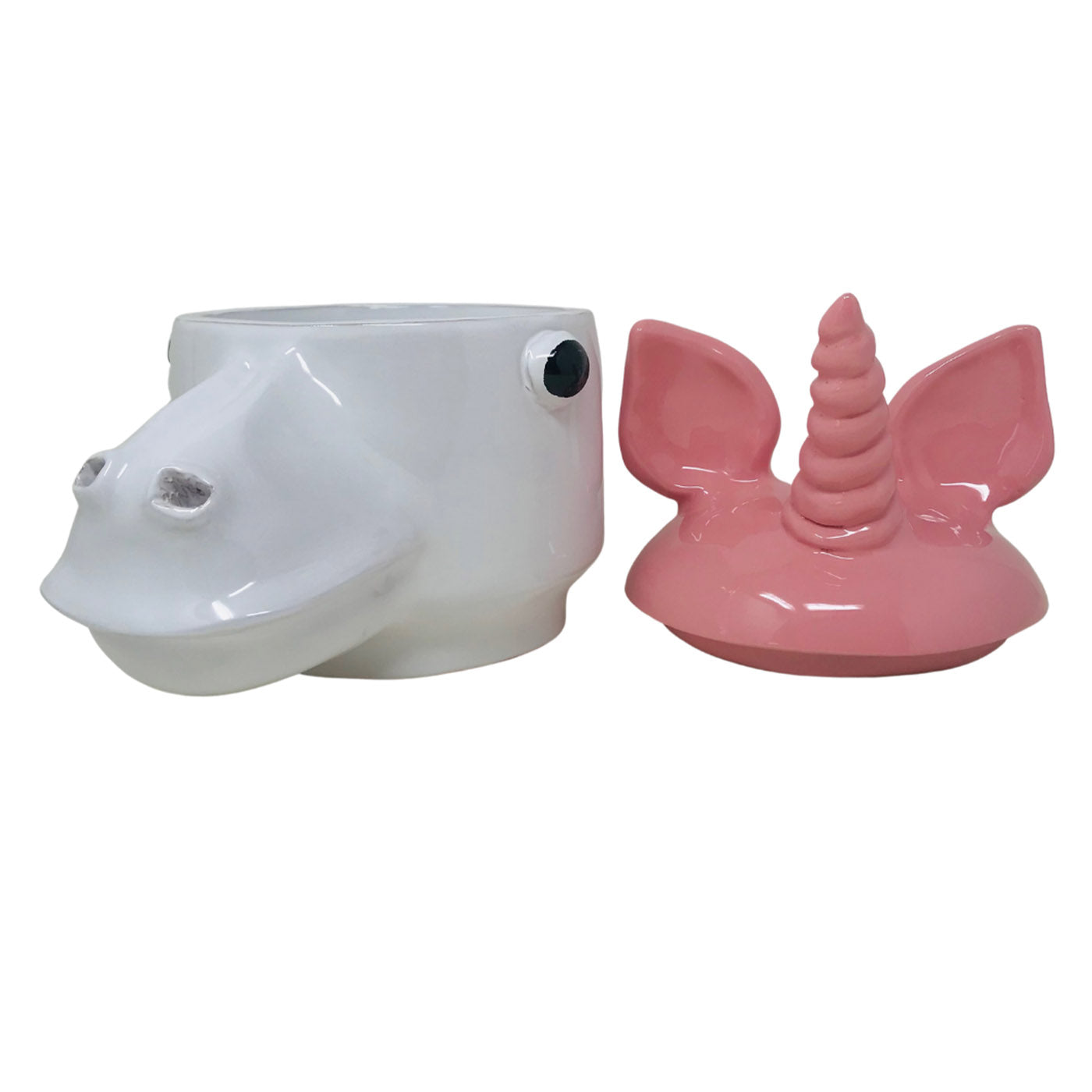 Small Pink and White Unicorn Container with Lid - Alternative view 2