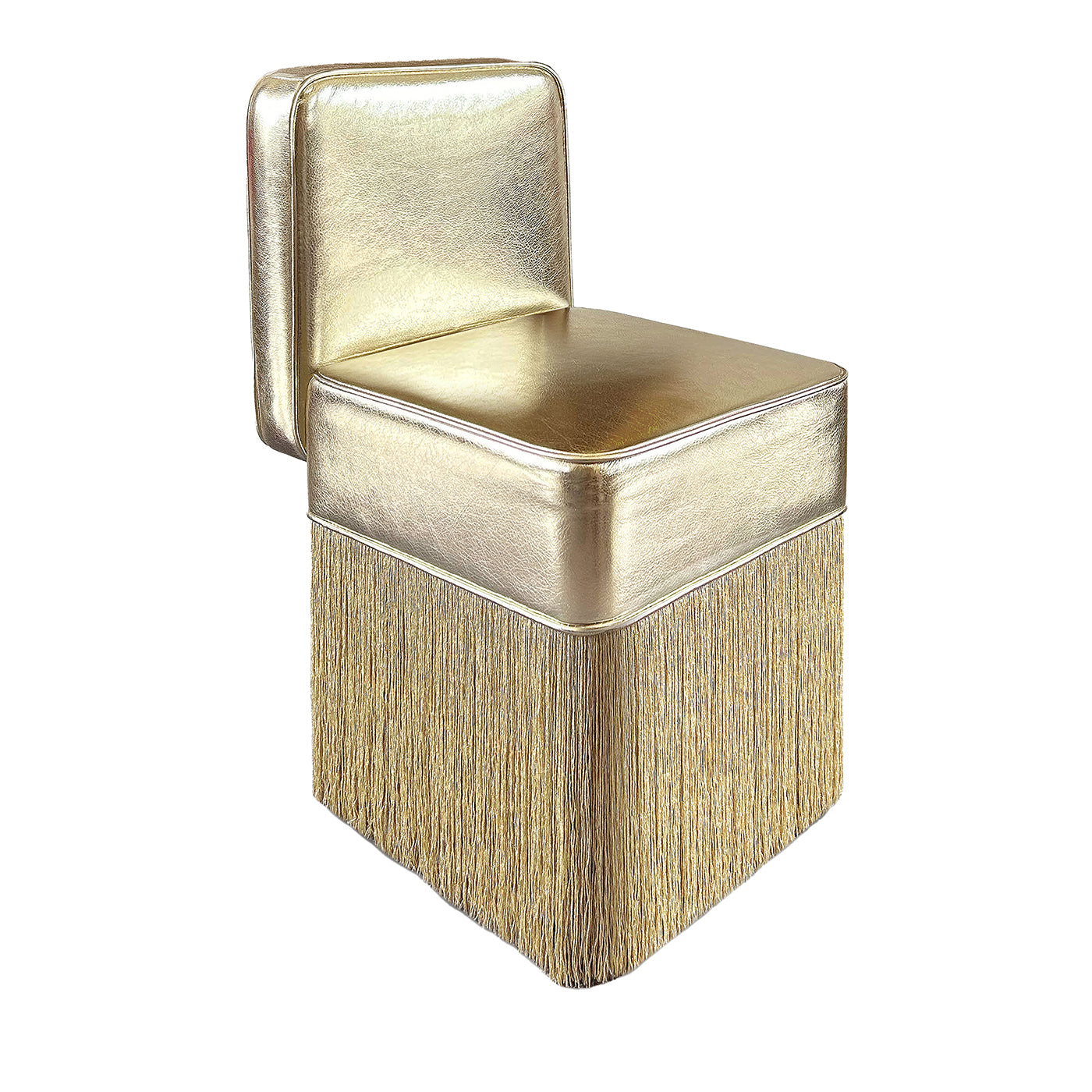Lilli Gleaming Gold Metallic Leather with Lurex Fringes Armchair - Main view