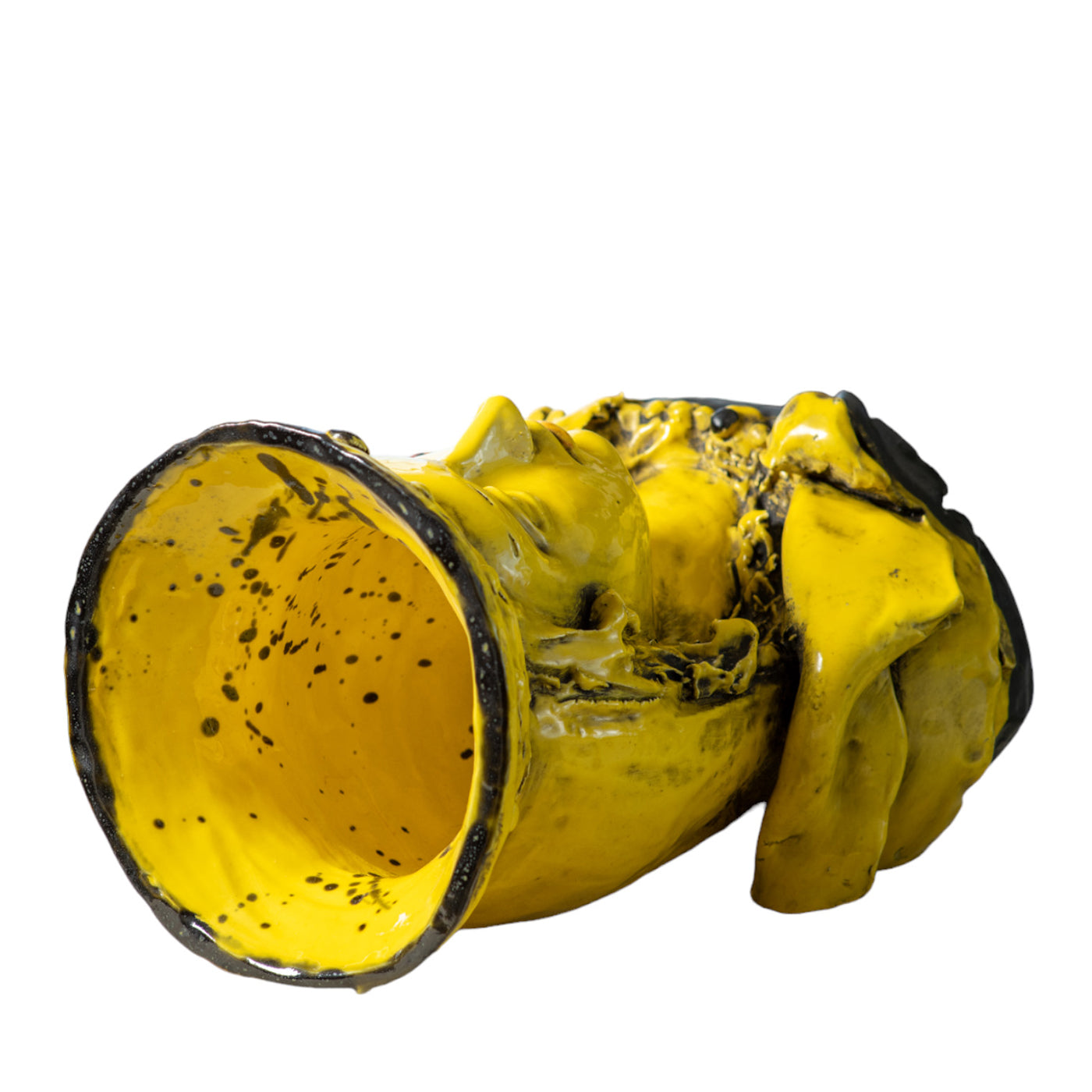 Tuffo Nel Giallo con Farfalla Anthropomorphe Vase aus gelber Keramik - Alternative Ansicht 3