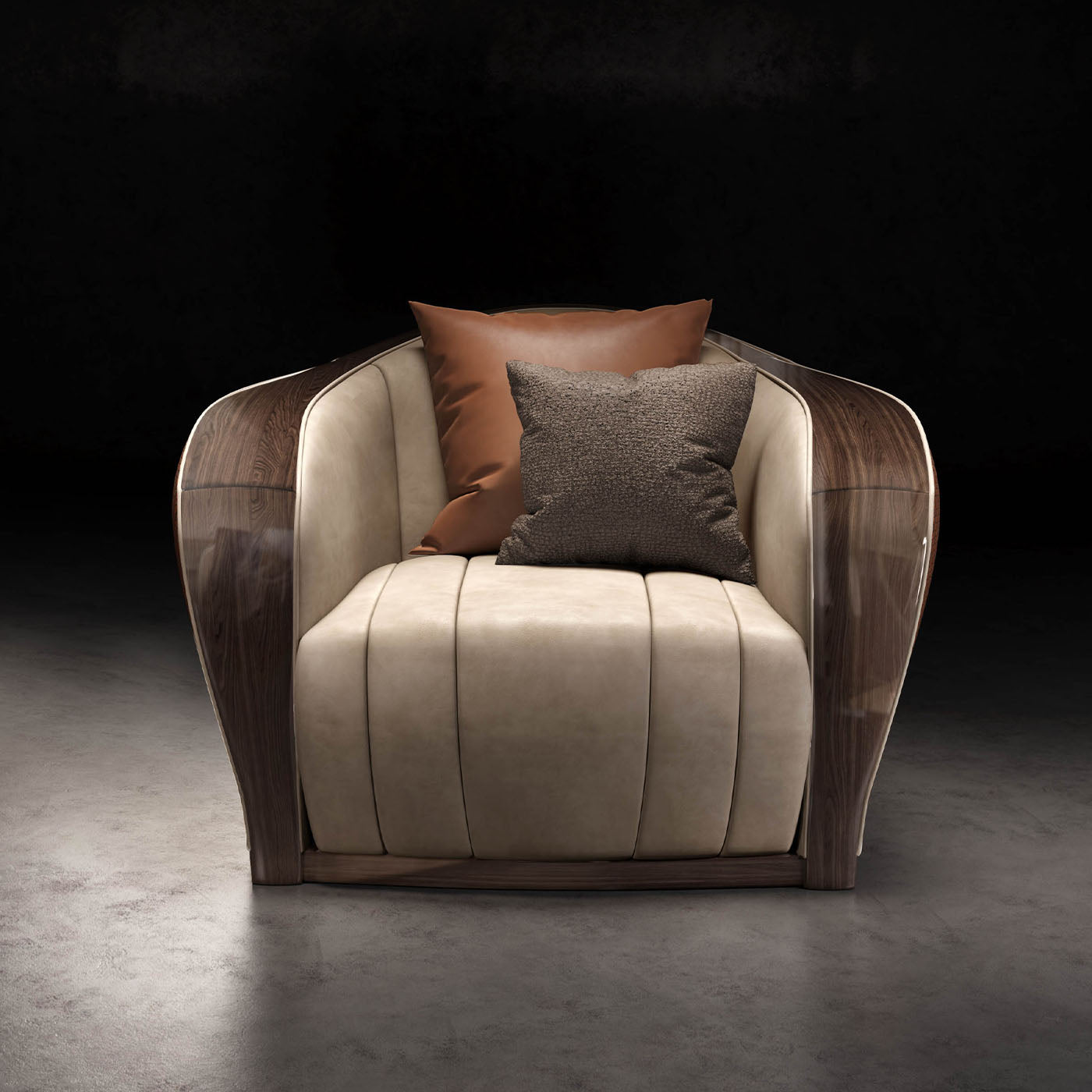 Castagno Channeled Brown-Leather Armchair - Alternative view 1