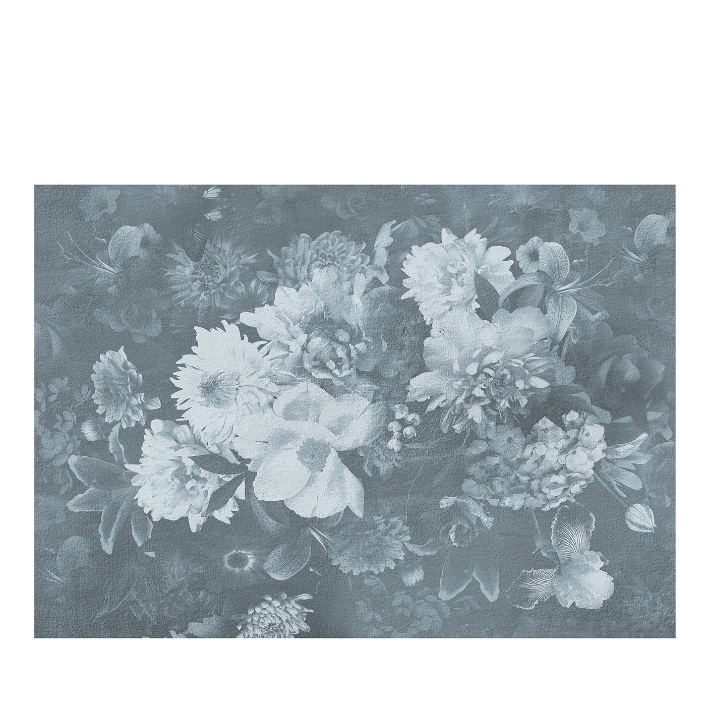 Papel pintado texturizado Flores en tonos azules - Vista principal