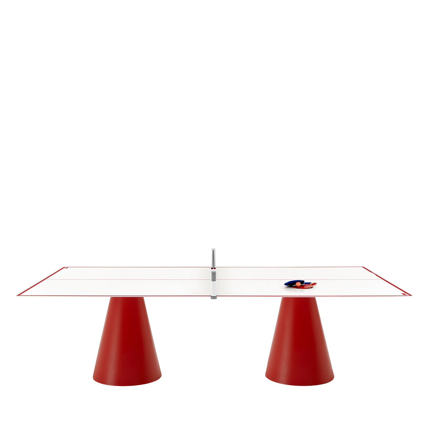 Tavolo da ping pong rosso per esterni Dada di Basaglia + Rota Nodari - Vista principale