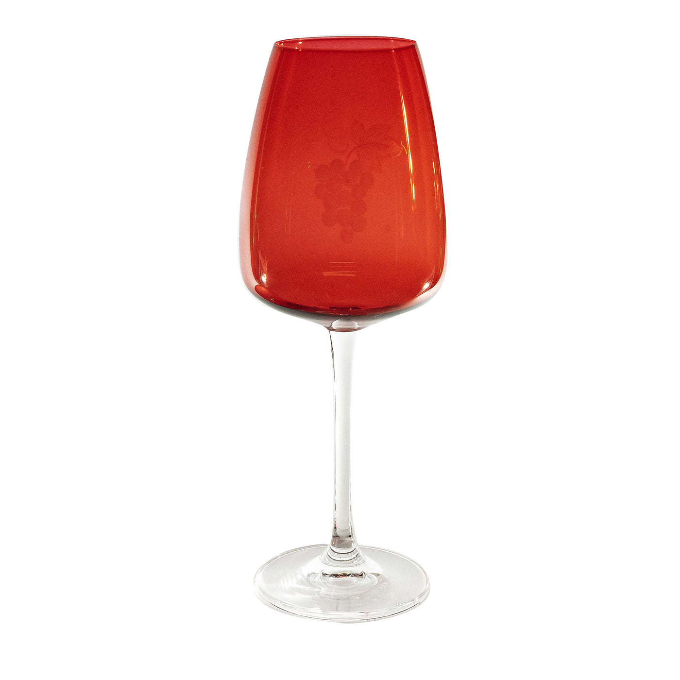 Parigi Juego de 6 vasos de agua con tallo rojo y transparente grabados - Vista principal