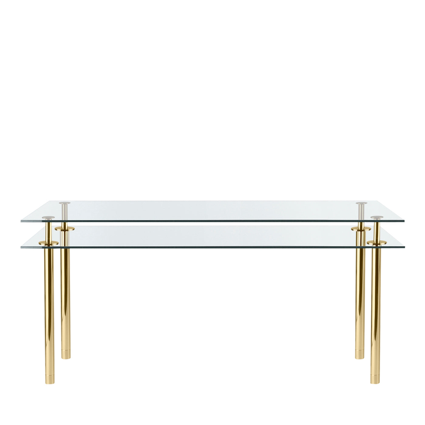 Legs Medium Rectangular Table in Crystal and Polished Brass By Paolo Rizzato - Main view