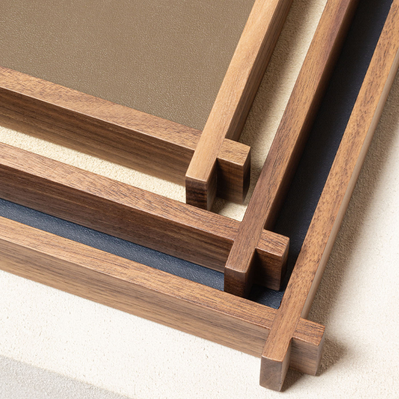Structura Leder &amp; Holz Lange Rechteckige Valet Tablett Groß #1 - Alternative Ansicht 2