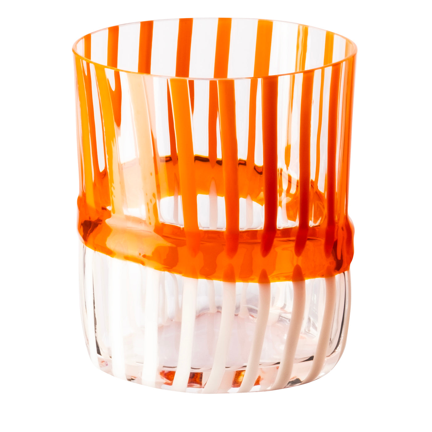 Bora Oval-Cut Striped White&Orange Glass by Carlo Moretti - Main view