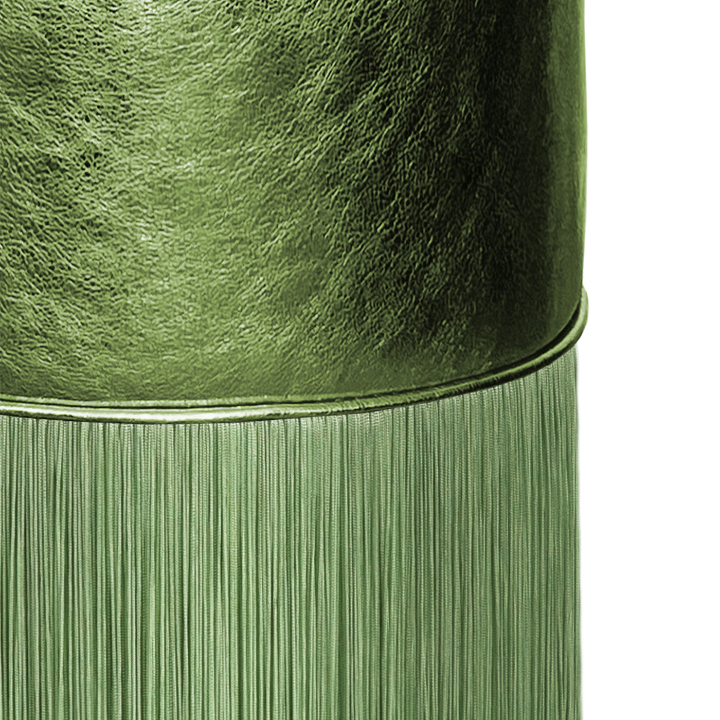 Gleaming Green Metallic Leather Pouf by Lorenza Bozzoli - Alternative view 1