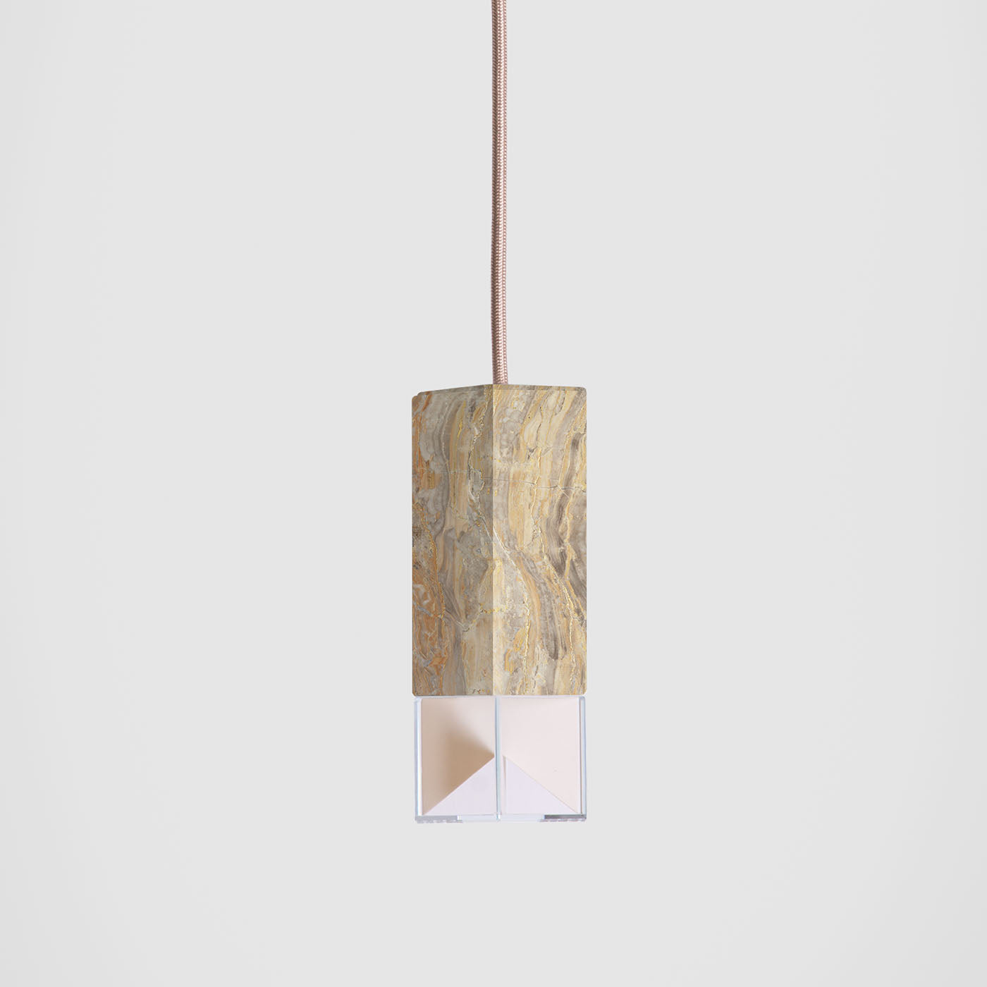 Lamp/One Arabescato Orobico Grey & Orange Marble Pendant RE 02 - Alternative view 2