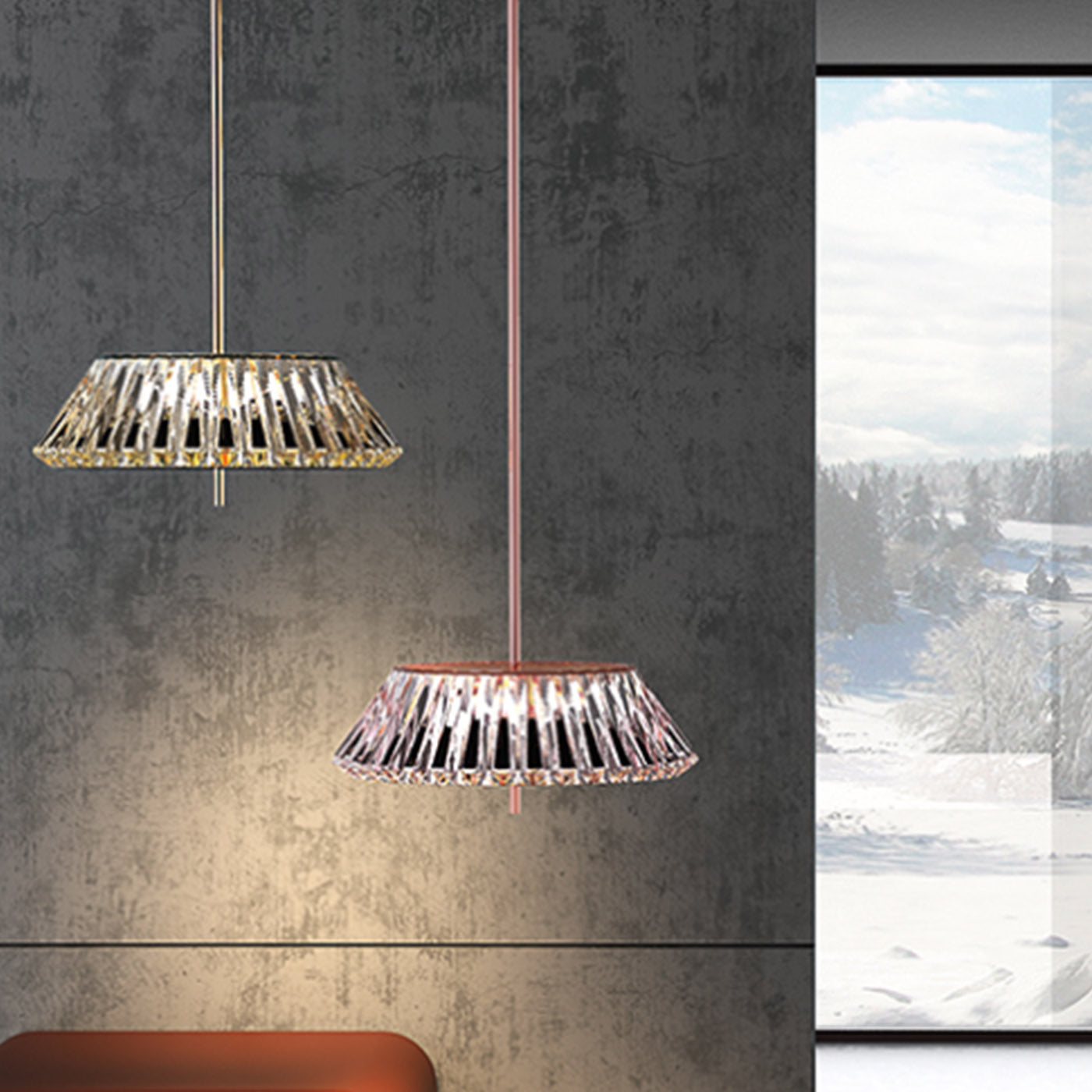 Chrome 3-Light Coppery Pendant Lamp by MAM Design - Alternative view 2