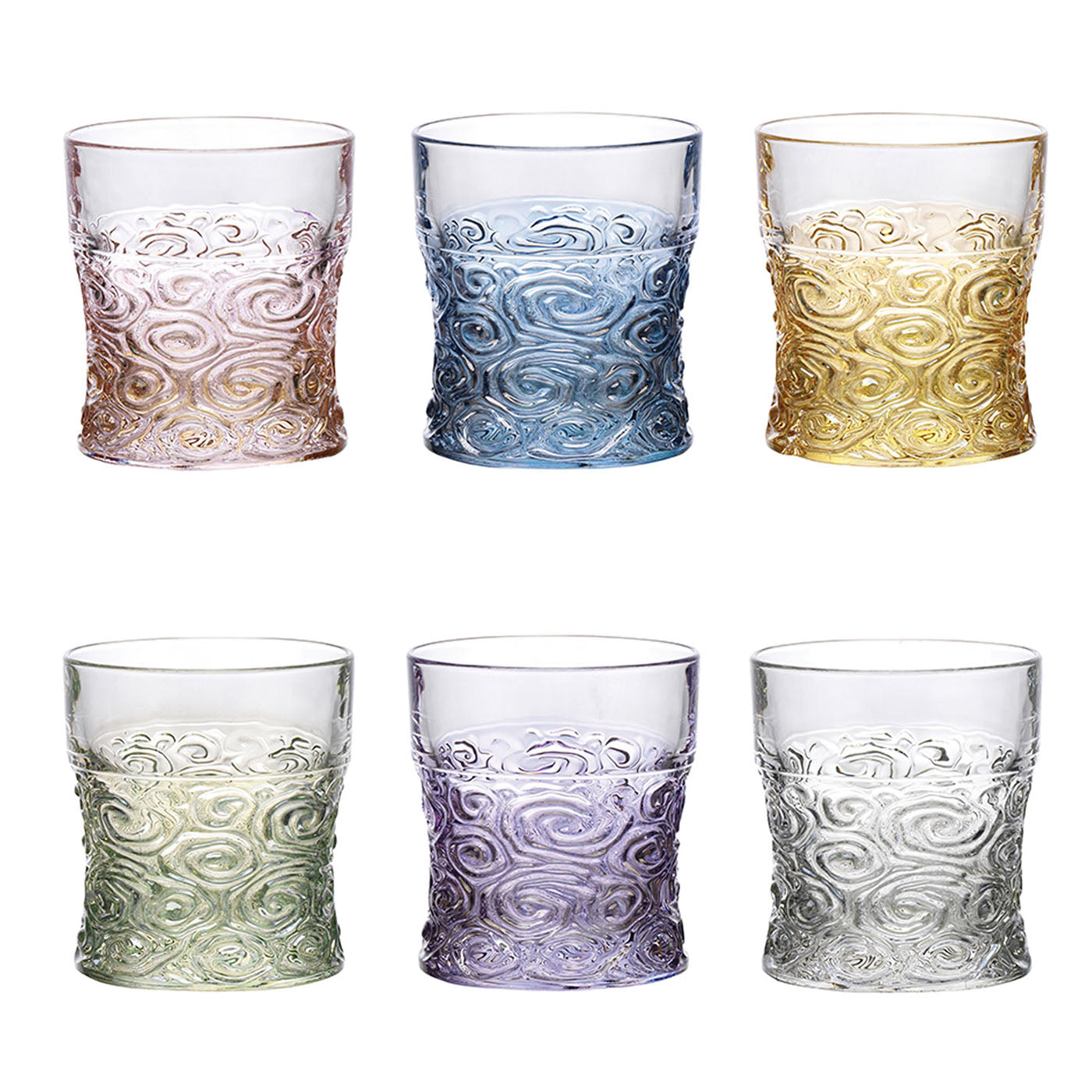 Sound Polychrome Set of 6 Swirled Water/Whisky Glasses - Main view