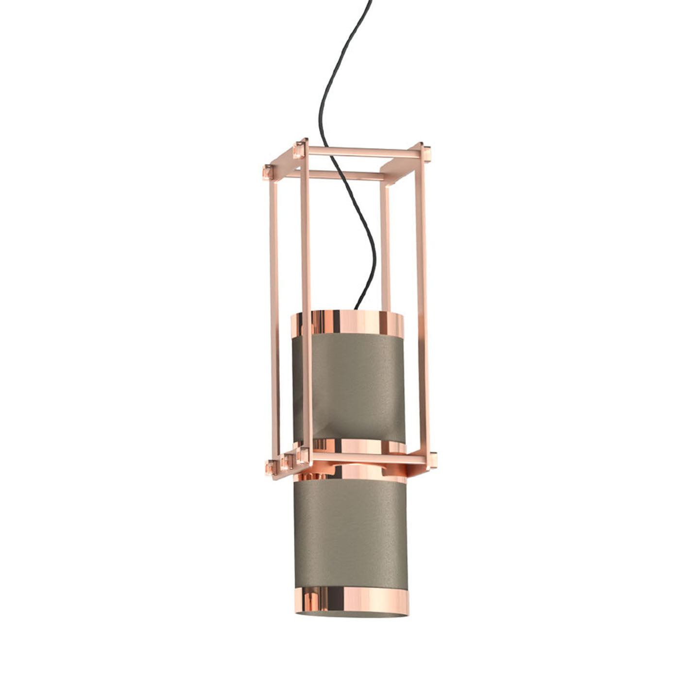 Cylinder Gray & Rose-Gold Pendant Lamp - Alternative view 3
