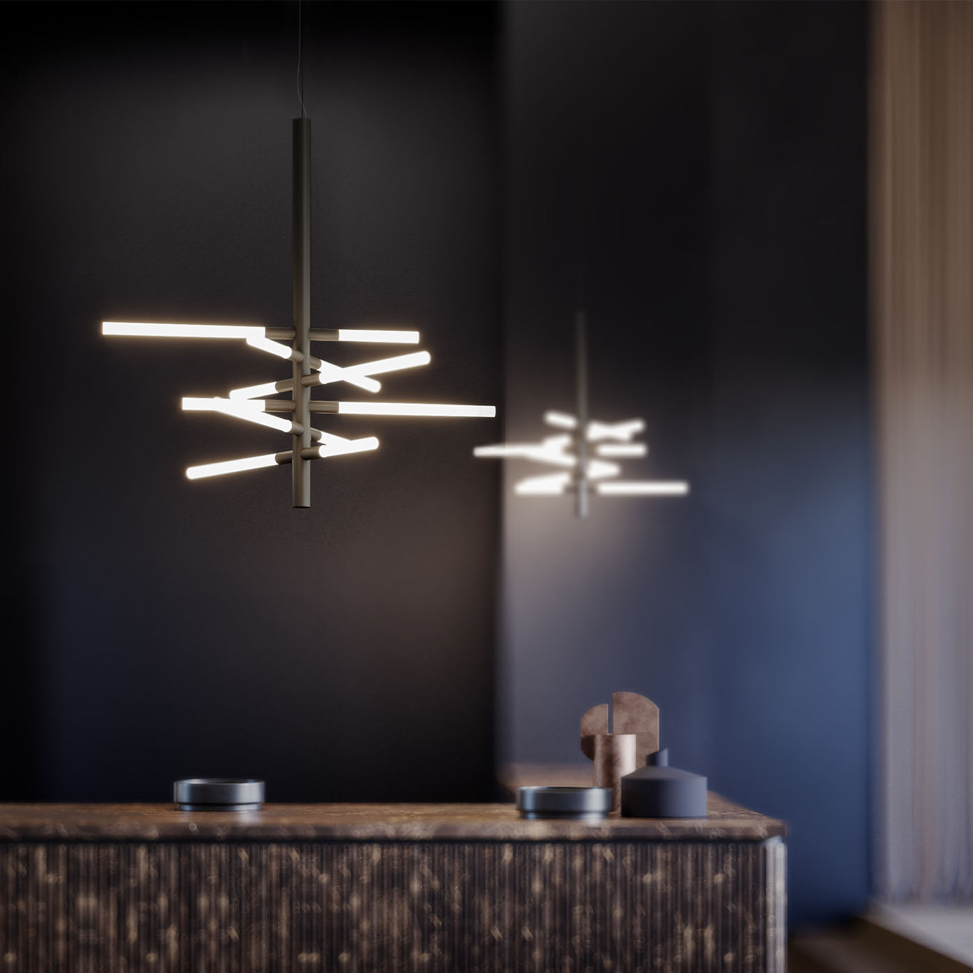 Bianca Double Suspension Matt Black Chandelier - Alternative view 1