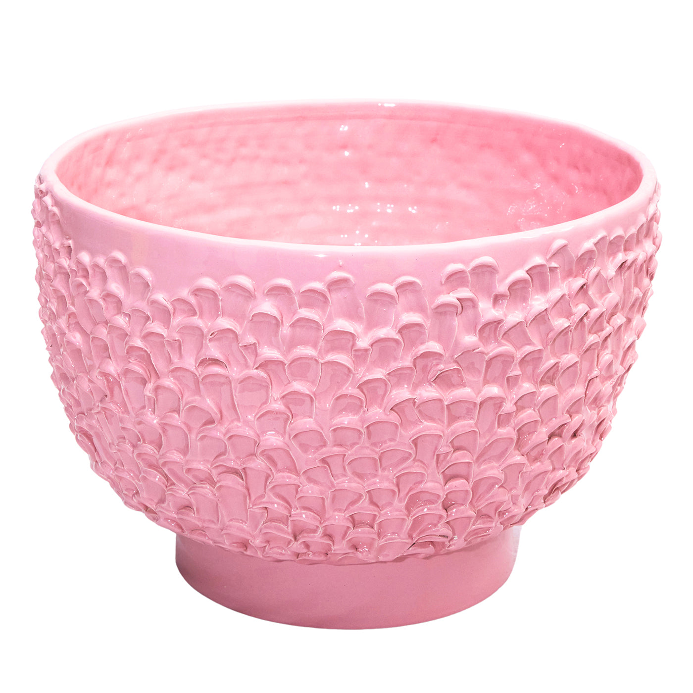 Onda Series Shiny Powder Pink Ceramic Centerpiece - Main view