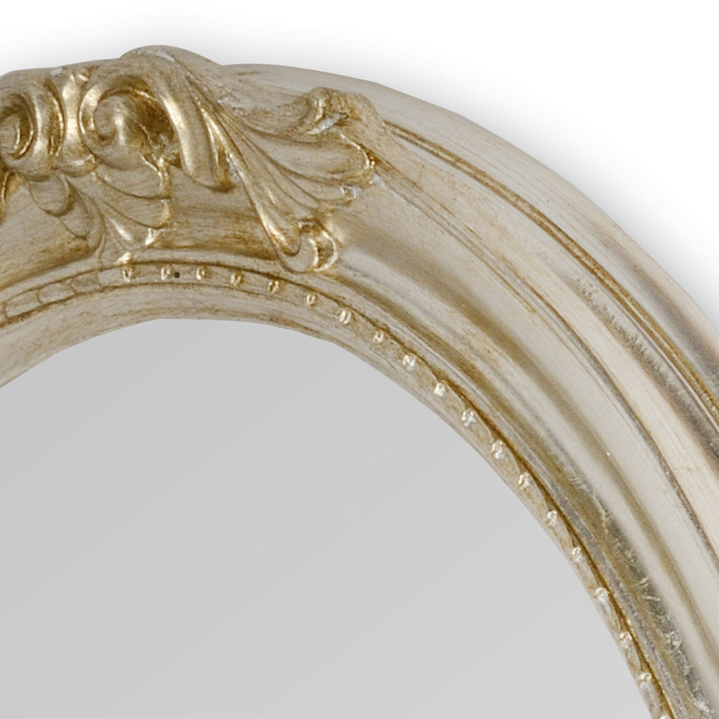 Miroir ovale Brigitte à feuilles d'argent antiques - Vue alternative 1