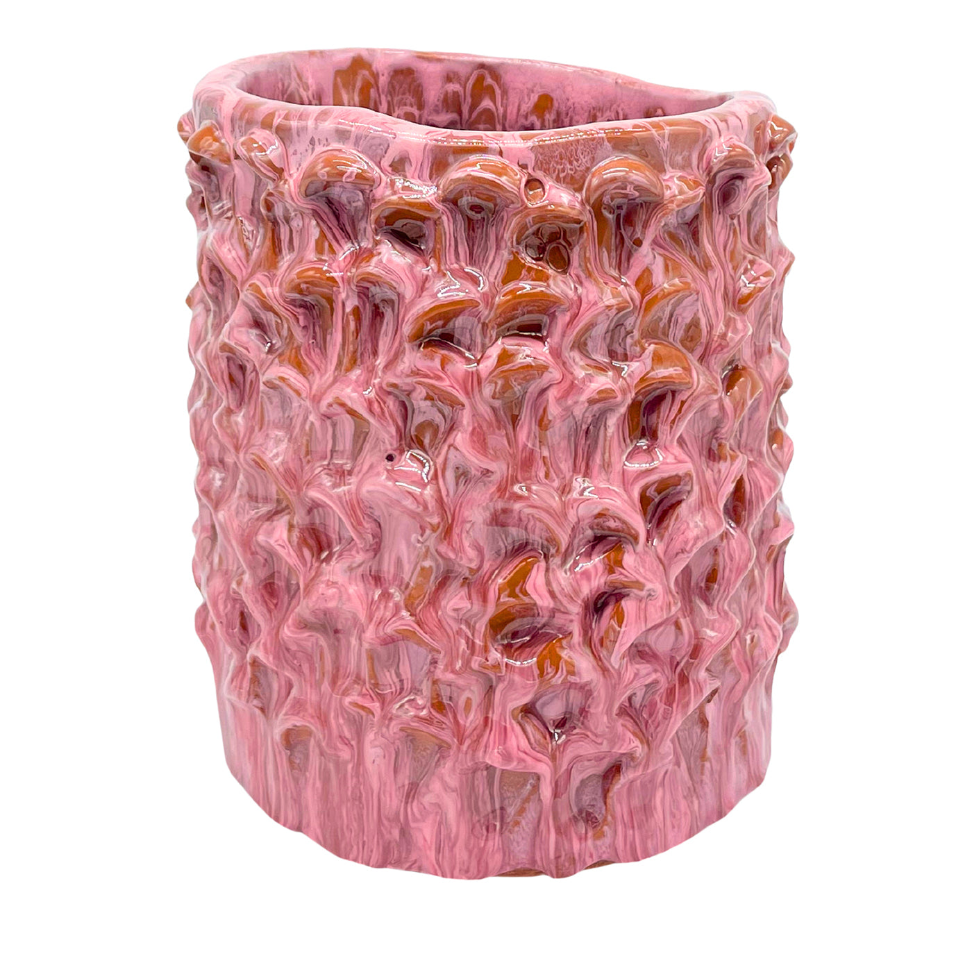 Vaso Medio in Ceramica Onda Rosa Nebbia e Cristallo - Vista principale