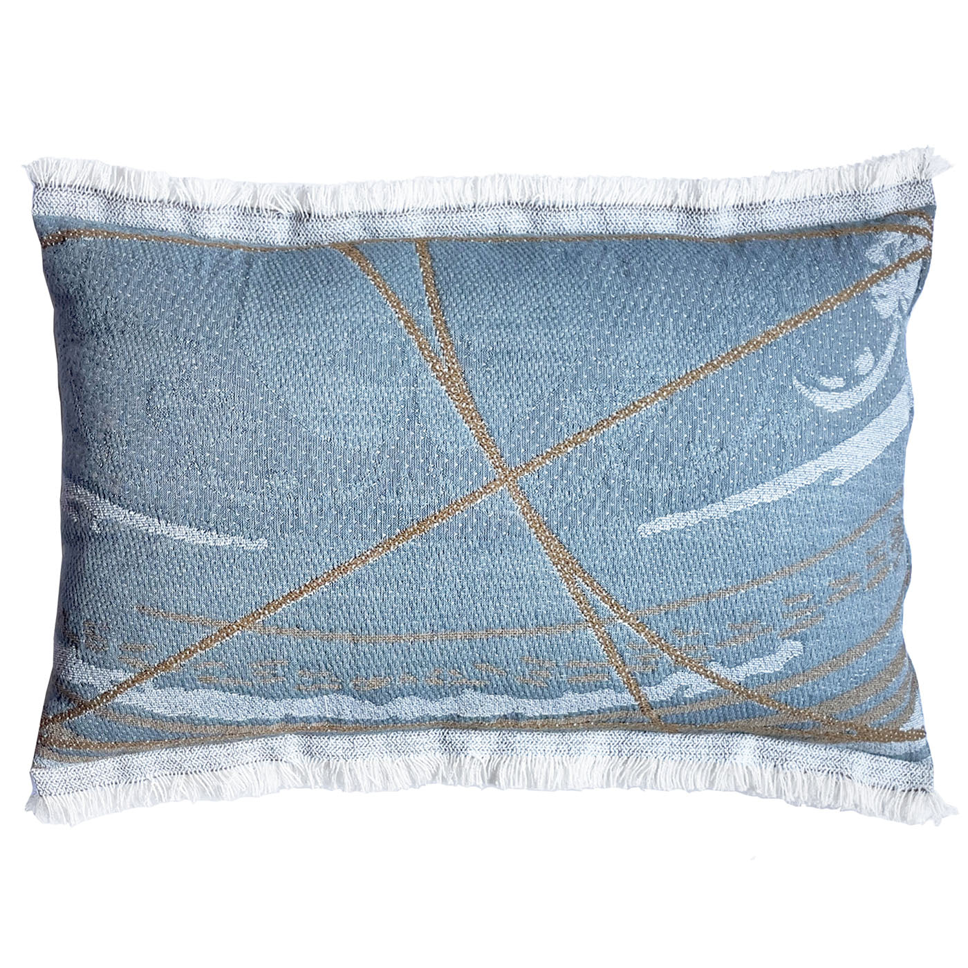 Reverso Fringed Double-Sided Mocha Mousse & Blue Cushion - Alternative view 1