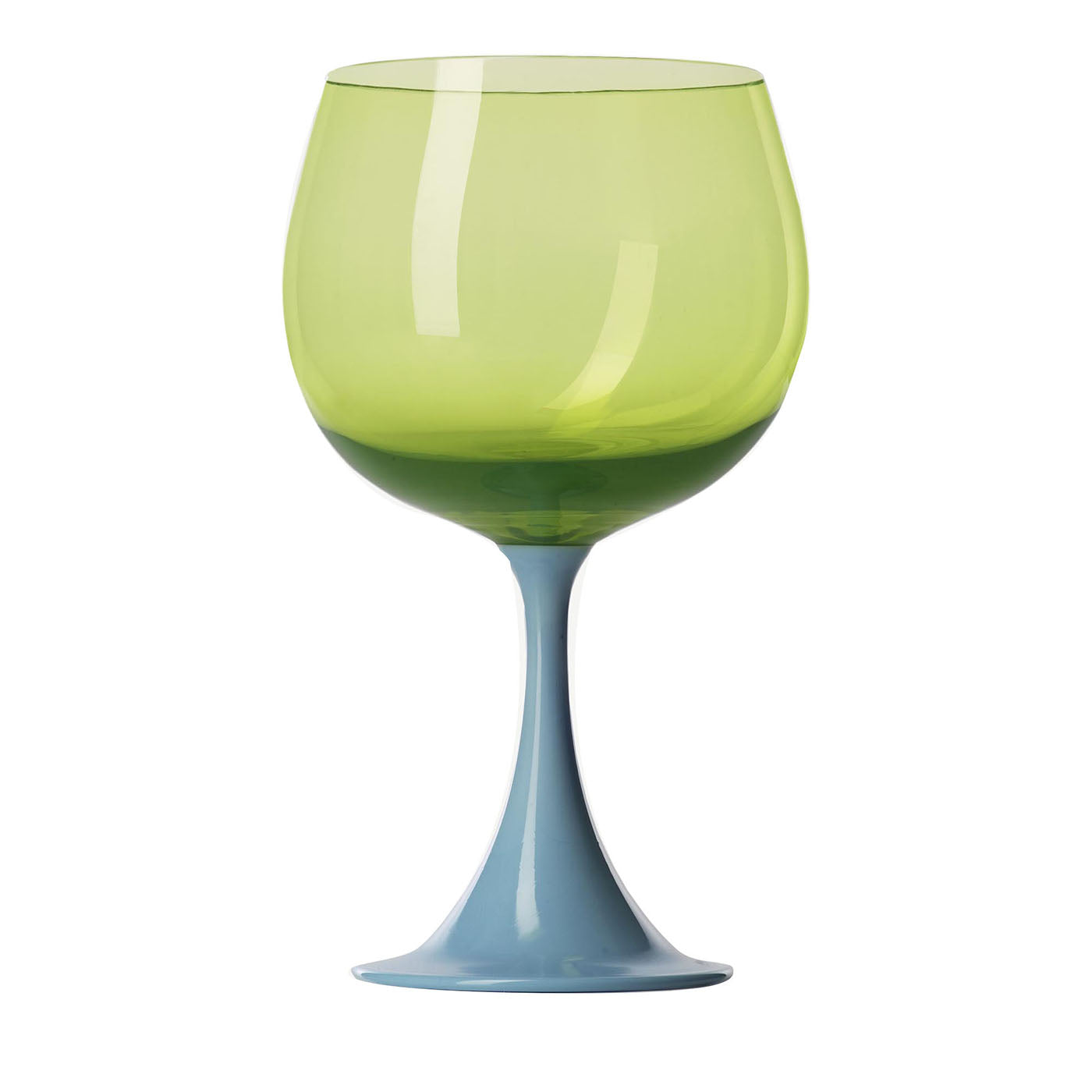 Burlesque Acid-Green & Light-Blue Stem Glass by Stefano Marcato - Main view