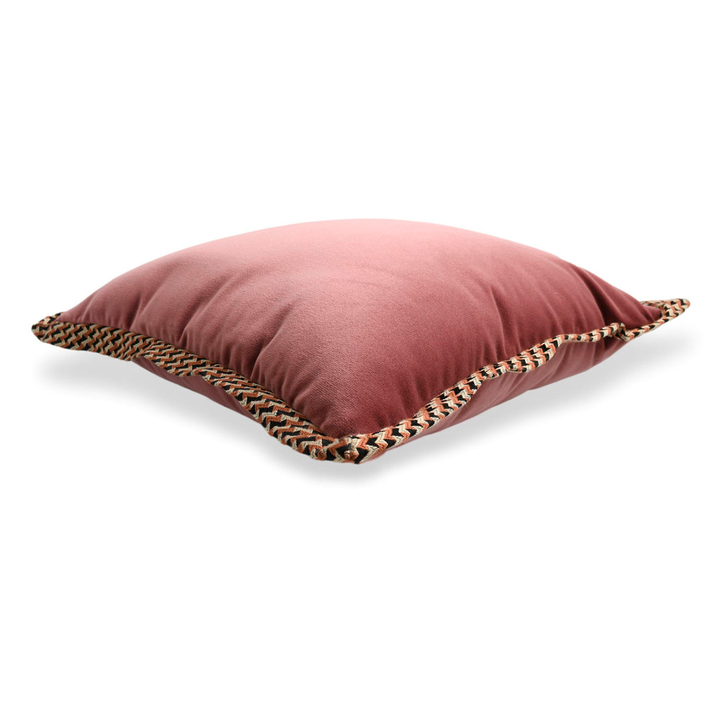 Most Carrè Flat Cushion in cotton velvet and Micro-Patterned jacquard fabric - Alternative view 1