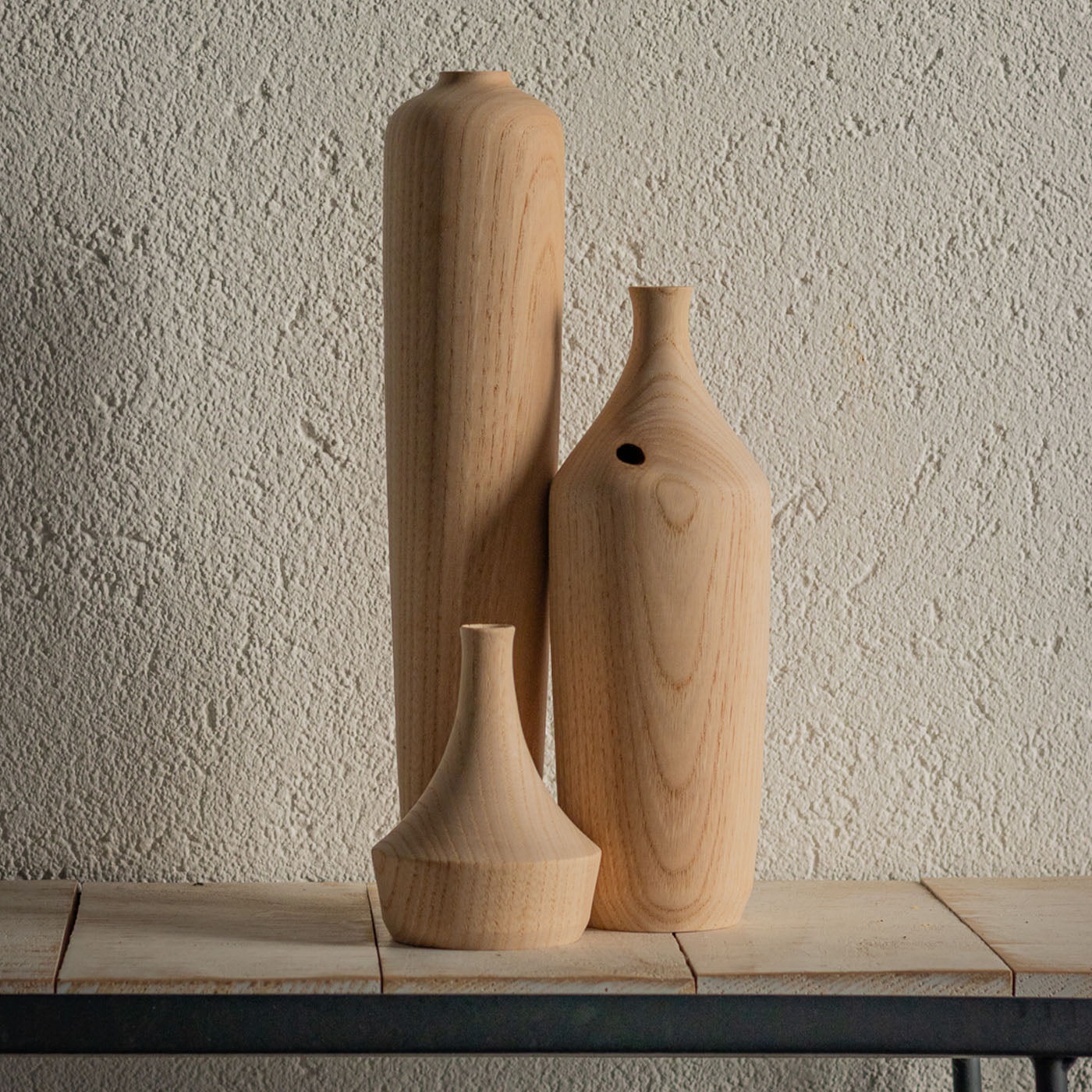 Set di bottiglie scultoree in legno #3 - Vista alternativa 1