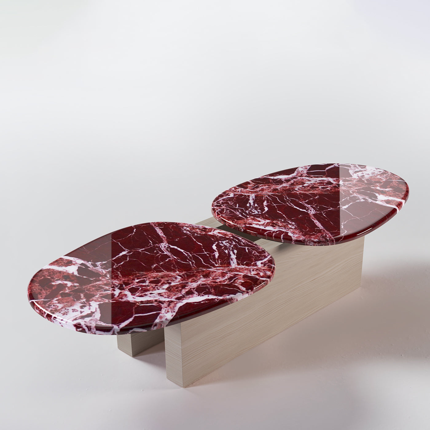 Taras Red Levanto Marble And White Oak Wood Coffee Table - Alternative view 1