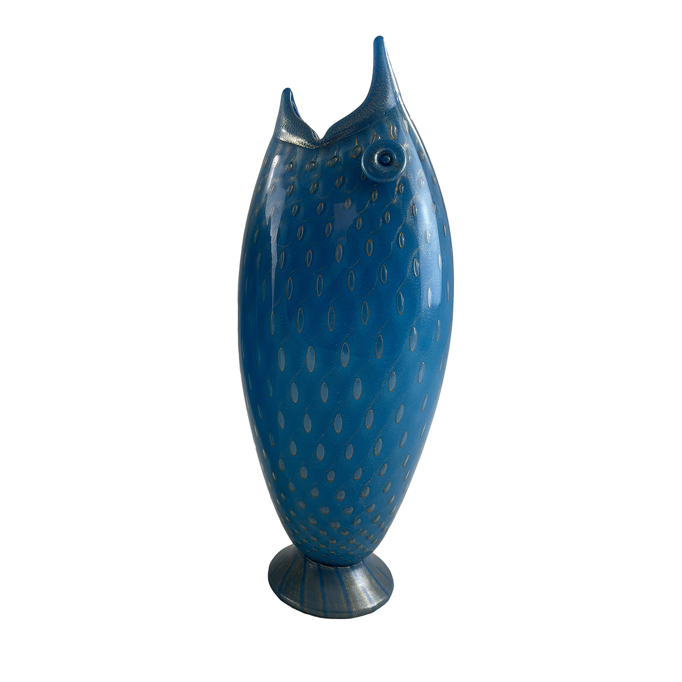 Vase en verre bleu zoomorphe Pesce - Vue principale