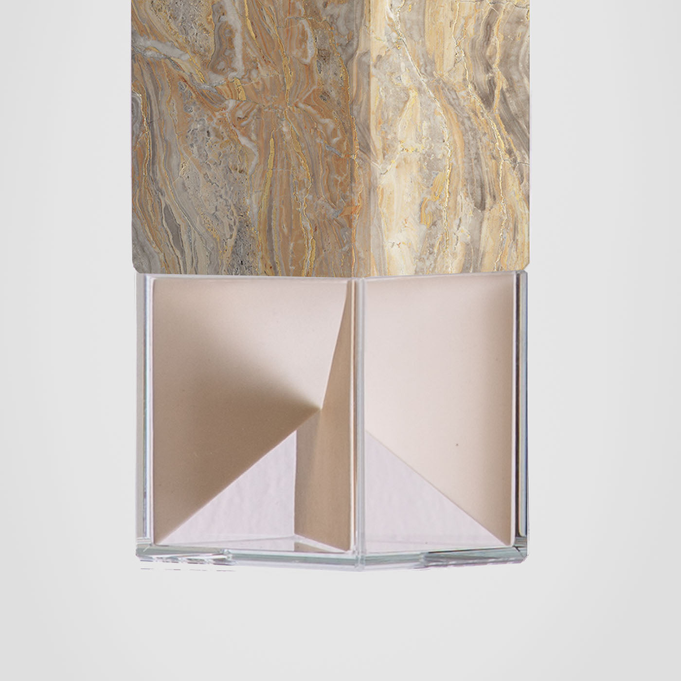 Lampada/One Arabescato Orobico Sospensione in marmo grigio e arancio RE 02 - Vista alternativa 4