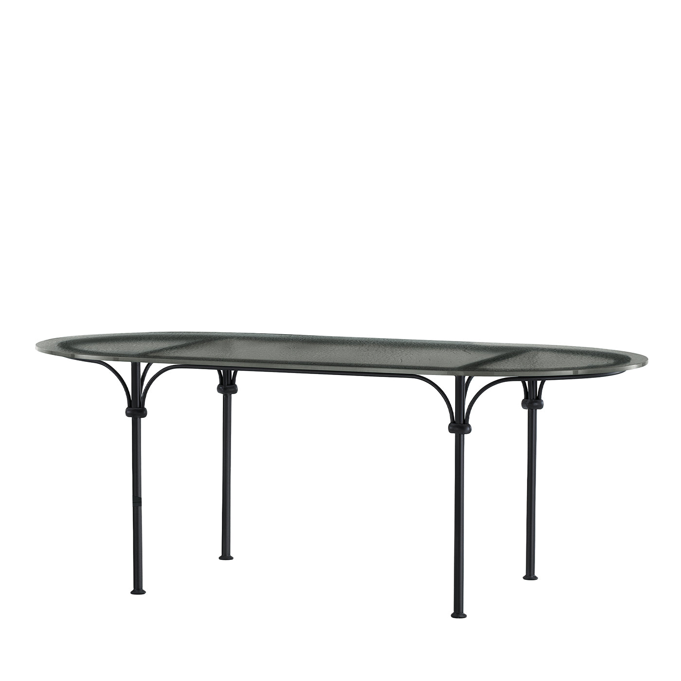 Table ovale Tavolario en verre et fer forgé - Vue principale