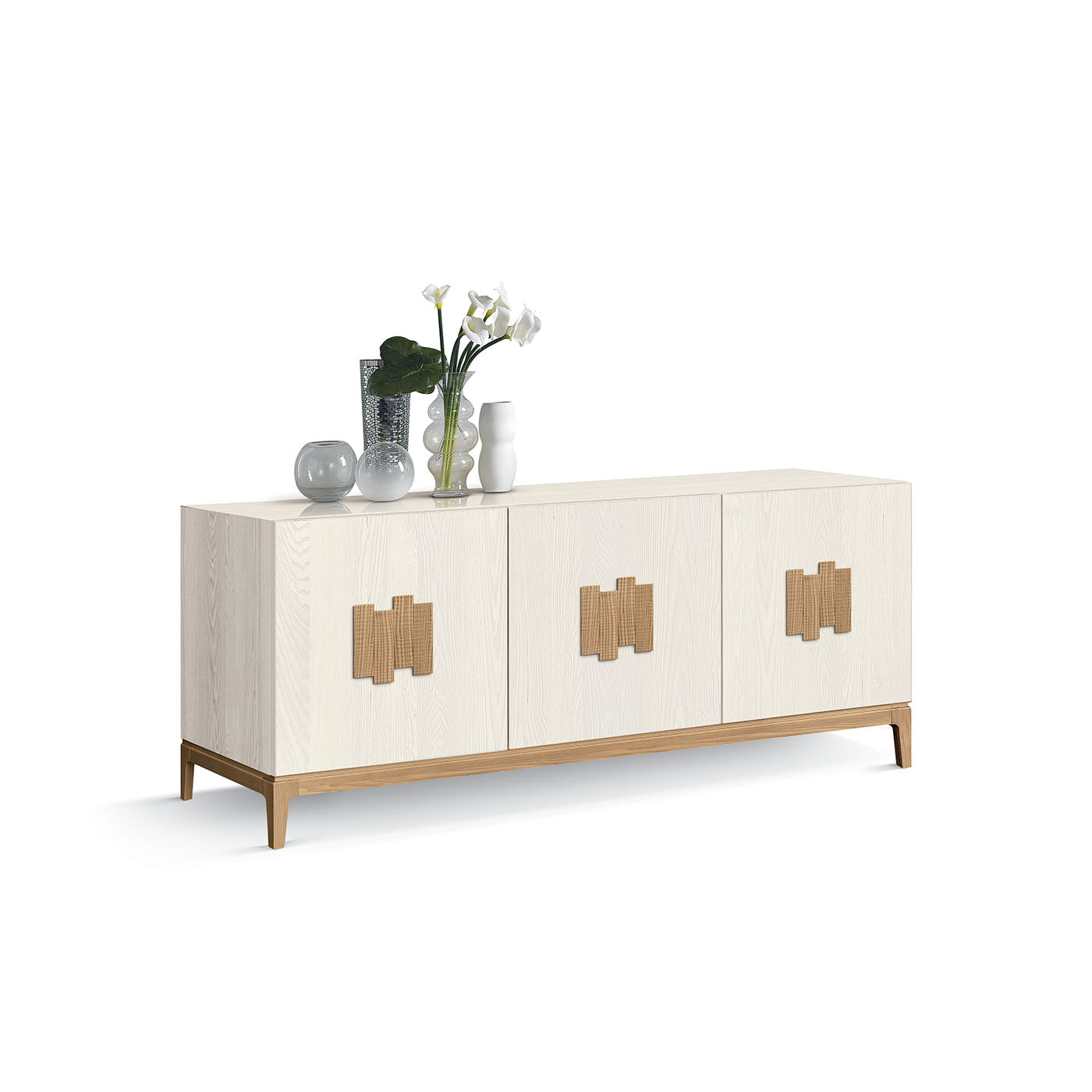 Aura White Stil And Grain-Colored Ash Wood Sideboard - Alternative view 2