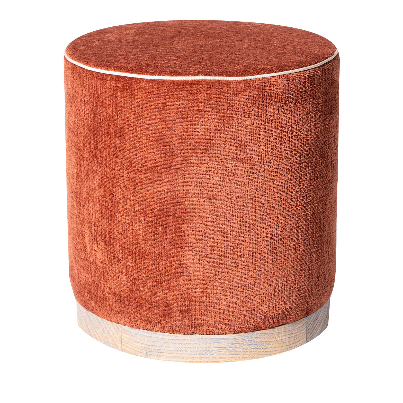 Agostina Red Fabric Cylindrical Pouf - Main view